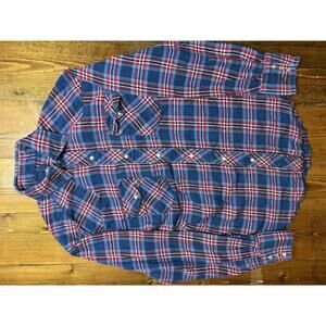 Wrangler Western Snap Shirt Mens Medium Plaid Long Sleeve 75098AA